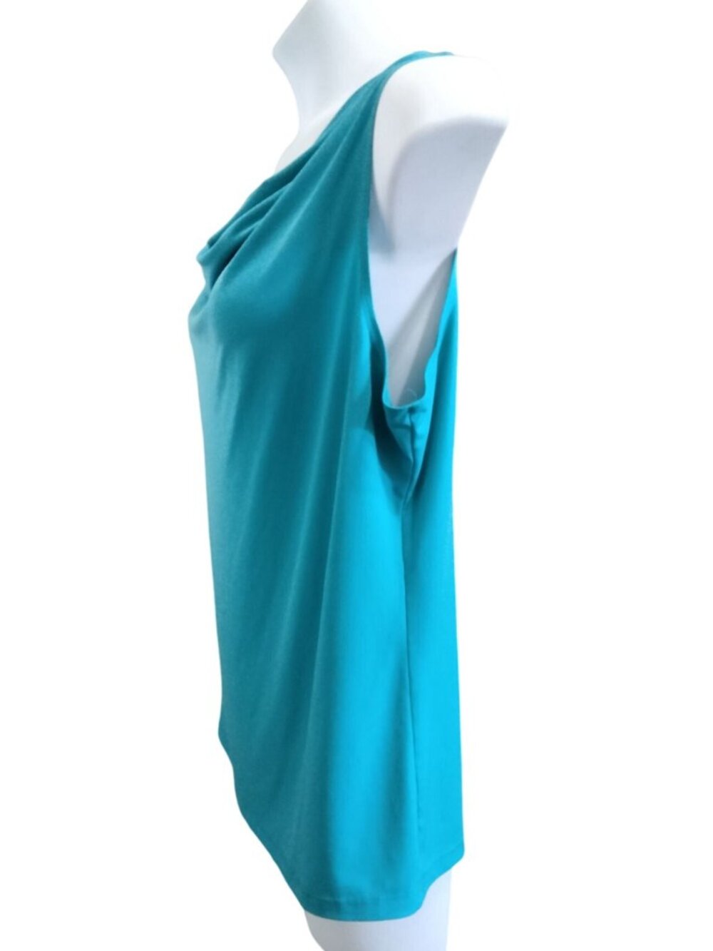New Directions Size 2X Top Cowl Neck Sleeveless Blouse Turquoise - Picture 4 of 7